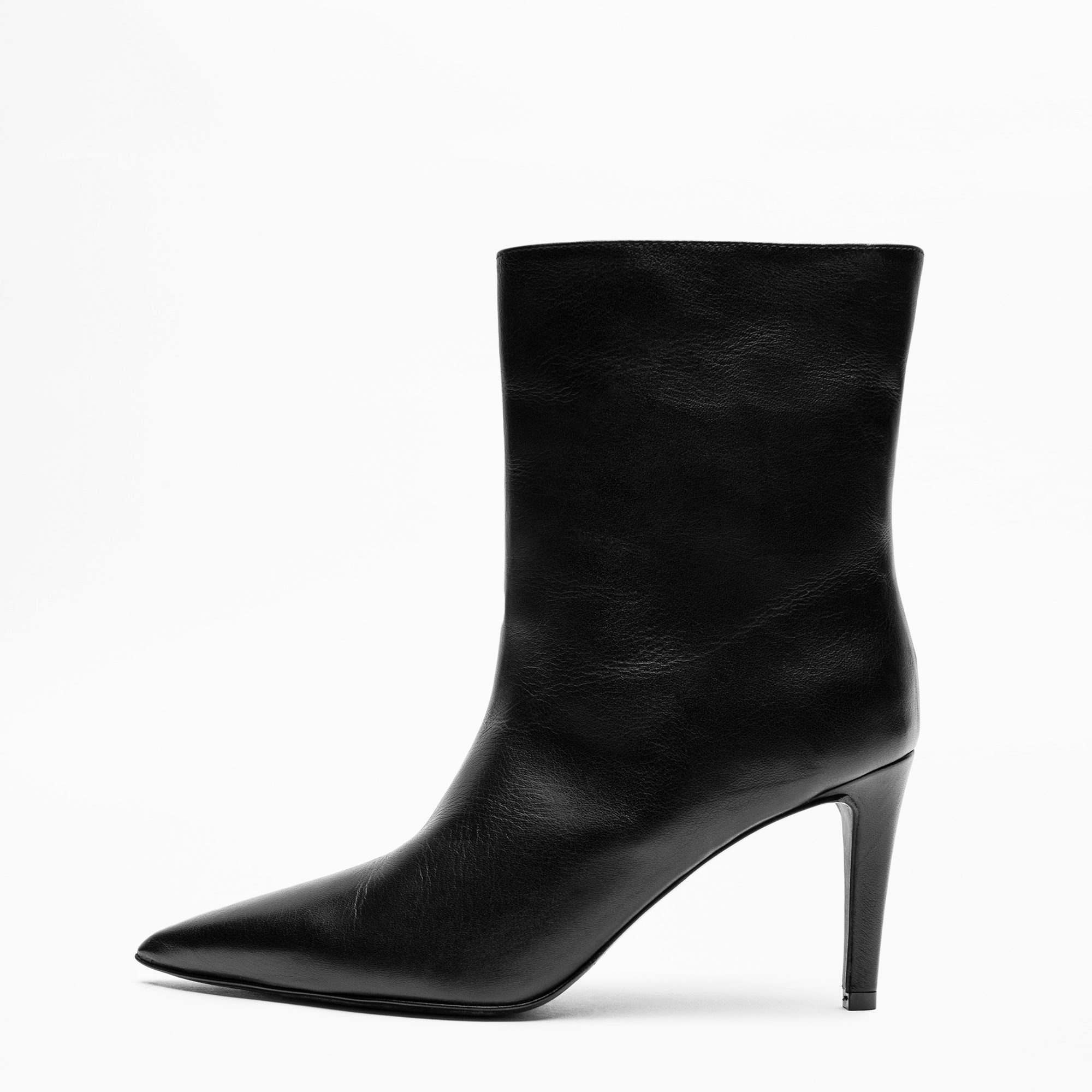 Botines Virgo High Show - Botines negros de piel para mujer